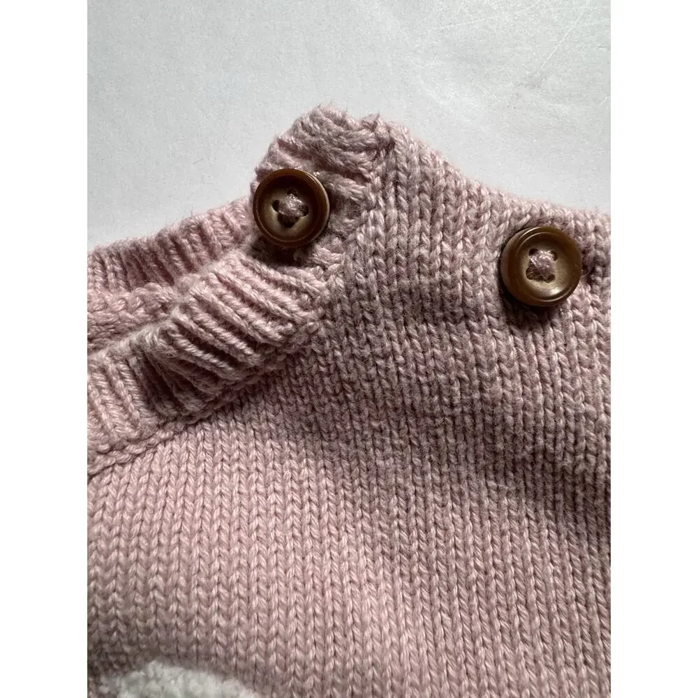 Carter's Girls 6M 2pc Pink Knit Cotton Bunny Sweater Pants Set Long Sleeve